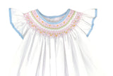 Petit Ami Baby Girls White Blue Angel Wing Bishop Smocked Dress 12 18 24 Months 2T 3T 4T