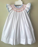 Petit Ami Baby Girls White Blue Angel Wing Bishop Smocked Dress 12 18 24 Months 2T 3T 4T
