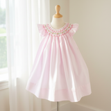 Petit Ami Baby Girls Pink Dot Angel Wing  Bishop Smocked 2 piece Dress 12 18 24 Months 2T 3T 4T