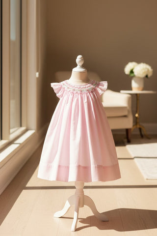 Petit Ami Baby Girls Pink Dot Angel Wing  Bishop Smocked 2 piece Dress 12 18 24 Months 2T 3T 4T