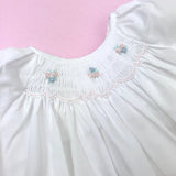 Petit Ami White Multi Smocked 2pc Bubble Romper Preemie & Newborn