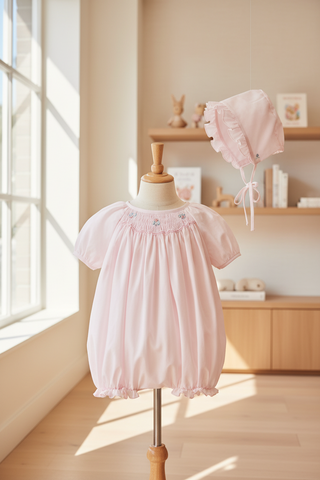 Petit Ami Pink Smocked Baby Girls 2pc Bubble Romper Preemie Newborn