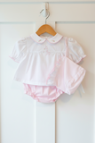 Petit Ami Baby Girls Classic Pink Giraffe Diaper Set with Bonnet in Preemie & Newborn