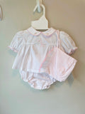 Petit Ami Baby Girls Classic Pink Giraffe Diaper Set with Bonnet in Preemie & Newborn