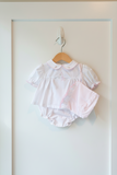 Petit Ami Baby Girls Classic Pink Giraffe Diaper Set with Bonnet in Preemie & Newborn