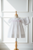 Petit Ami White & Pink Girls Smocked Dress with Bonnet & Bloomers Size Newborn 3 6 9 Months