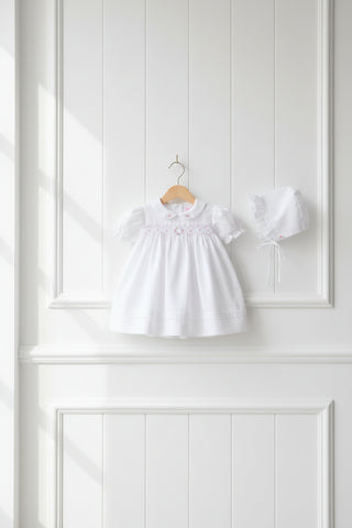 Petit Ami White & Pink Girls Smocked Dress with Bonnet & Bloomers Size Newborn 3 6 9 Months Newborn Petit Ami White & Pink Girls Smocked Dress with Bonnet & Bloomers Size Newborn 3 6 9 Months Newborn
