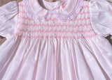 Petit Ami Pink Smocked Lace Dress Bloomers & Bonnet Baby Girls Newborn 3 6 9 Months