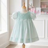 Petit Ami Mint Smocked Bodice with Lace Dress 3 6 9 Months Baby Girls