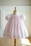 Petit Ami Pink Smocked Bodice with Lace Dress 3 6 9 Months Baby Girls