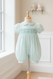 Petit Ami Mint Green Smocked French Bubble Romper 3 6 9 Months Baby Girls
