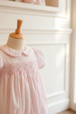 Petit Ami Pink Smocked French Bubble Romper 3 6 9 Months Baby Girls