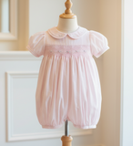 Petit Ami Pink Smocked French Bubble Romper 3 6 9 Months Baby Girls