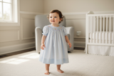 Petit Ami Girls Blue Multi Smocked Bishop Dress with bloomers 3 6 9 12 18 24 Months