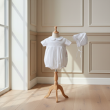 Petit Ami Boys White Smocked Romper & Hat Christening Baptism Newborn 3 6 9 Months