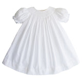 Petit Ami Girls White Bishop Smocked 2pc Baby Dress Daygown Christening Preemie Newborn