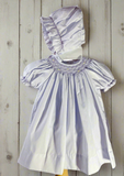 Petit Ami Girls Lavender Purple Bishop Smocked 2pc Baby Dress Daygown Preemie & Newborn