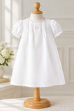 Petit Ami Girls White Classic Pintuck Heirloom Daygown Newborn