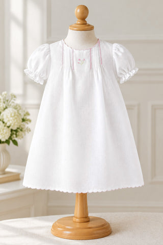 Petit Ami Girls White Classic Pintuck Heirloom Daygown Newborn