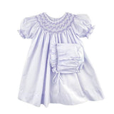 Petit Ami Girls Lavender Purple Bishop Smocked 2pc Baby Dress Daygown Preemie & Newborn