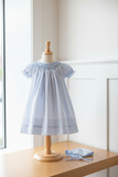 Petit Ami Girls Blue Bishop with Pearls Smocked Daygown 2pc Dress Newborn