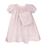 Petit Ami Girls Pink Bishop with Pearls Smocked Daygown 2pc Dress Newborn