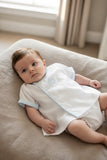 Petit Ami Boys Baby Lamb Vintage Shadow Stitched White Diaper Set in Newborn, 3, 6, 9 Months
