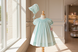 Petit Ami Girls Mint Pearls Bishop Smocked Daygown 2pc Dress Newborn