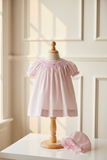 Petit Ami Girls Pink Pearls Bishop Smocked 2pc Dress Newborn
