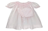 Petit Ami Girls Pink Pearls Bishop Smocked 2pc Dress Newborn