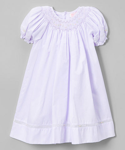 Petit Ami Girls Lavender Purple Voile Smocked Bishop Dress 12 18 24 Months