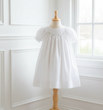 Petit Ami Girls White Bishop Smocked Baby Dress Daygown Christening Preemie  Newborn 3 6 9 Months