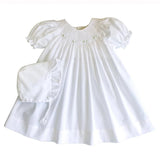 Petit Ami Girls White Bishop Smocked Baby Dress Daygown Christening Preemie  Newborn 3 6 9 Months