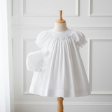 Petit Ami Girls White Bishop Smocked Baby Dress Daygown Christening Preemie  Newborn 3 6 9 Months