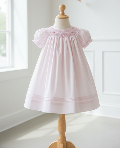 Petit Ami Baby Girls Pink Bishop Smocked Dress 3 6 9 12 18 24 months