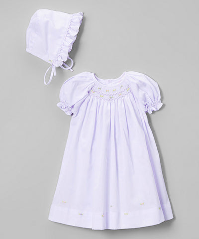 Petit Ami Girls Lavender Multi Smocked Daygown Preemie