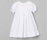 Petit Ami Baby Girls White Multi Smocked Bishop Dress 3 6 9 Months
