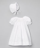 Petit Ami Girls White Multi Smocked Bishop 2 piece Daygown Preemie