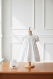 Petit Ami Girls White Multi Smocked 2 Piece Bishop Daygown Newborn