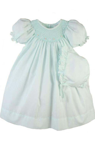 Petit Ami Girls Mint Smocked Bishop Daygown Dress Newborn