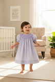 Petit Ami Baby Girls Lavender Purple Bishop Wave Smocked Dress 12 18 24 Months
