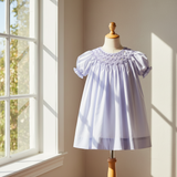 Petit Ami Baby Girls Lavender Purple Bishop Wave Smocked Dress 12 18 24 Months