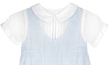 Petit Ami Boys White & Blue Pintuck Dress Suit Romper 12 18 24 Months