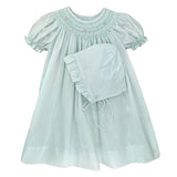 Petit Ami Girls Mint Pearls Bishop Smocked Daygown 2pc Dress Newborn
