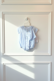 Petit Ami Boys Blue Plane Car Pintuck Romper Bubble & Hat Newborn