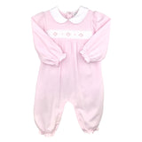 Petit Ami Baby Girls Pink Knit Smocked All Cotton Longall Romper 3 6 9 12 18 24 Months