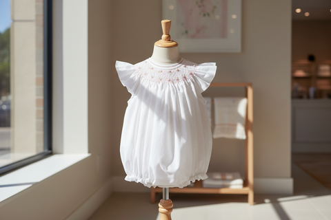 Feltman Brothers Baby Girls White Pink Angel Wing Smocked Bubble Romper 3 6 9 Months