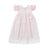 Haute Baby Girls Vintage Princess Soft Pink Woven Embroidered Daygown Dress Newborn