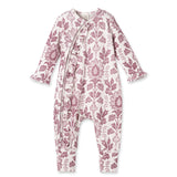 Floral Tapestry Zipper Romper - Bamboo Baby Girl Outfit