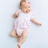 Magnolia Baby Girls Mia's Classic Smocked Bubble Pima Cotton Romper Newborn 3 6 9 Months